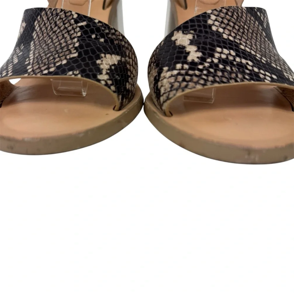 Gianni Bini Marilane Leather snake print block-heel sandals blk wht tan sz 8.5 - Picture 8 of 16